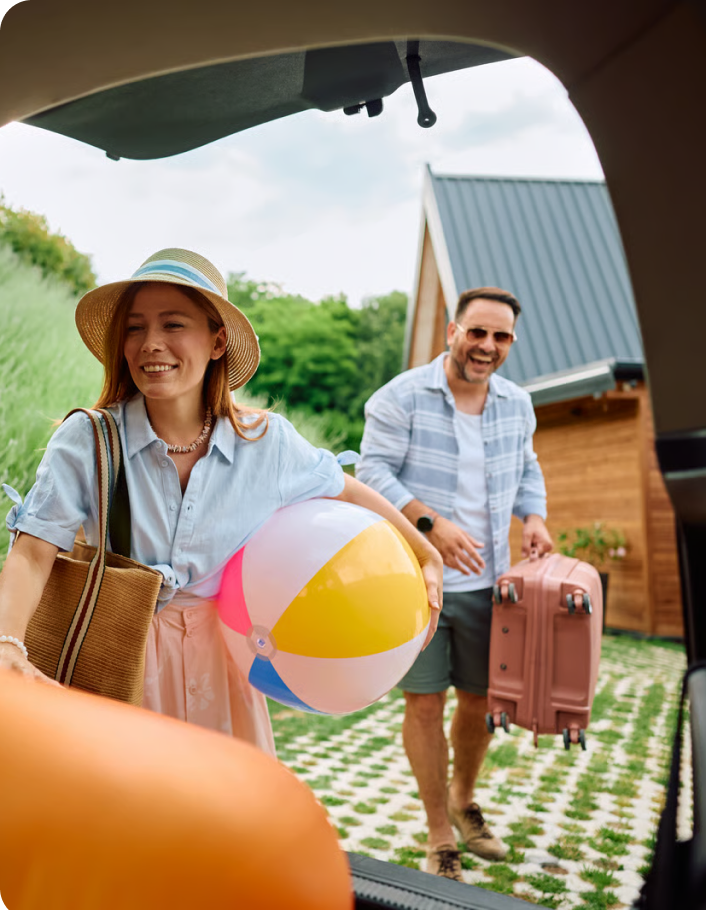 Guests arriving at a vacation rental property.